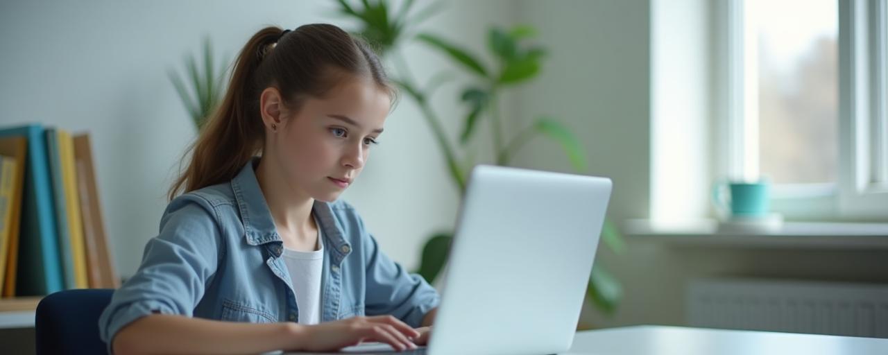 Estudiante realizando un examen digital